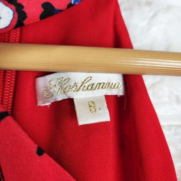 Shoshanna Red Floral Silk Dress Size 8 - Picture 10 of 12